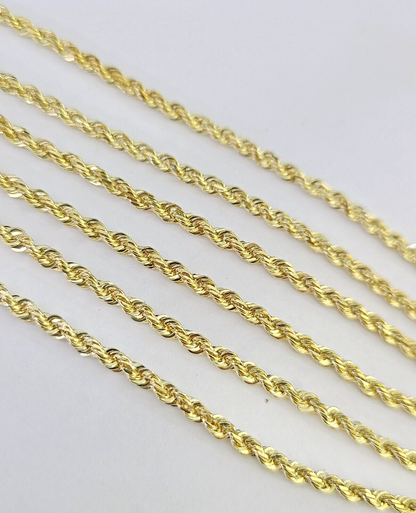 10k Solid Real Rope Chain Necklace 2.5mm 16"-24" Yellow Gold Men Women Genuine
