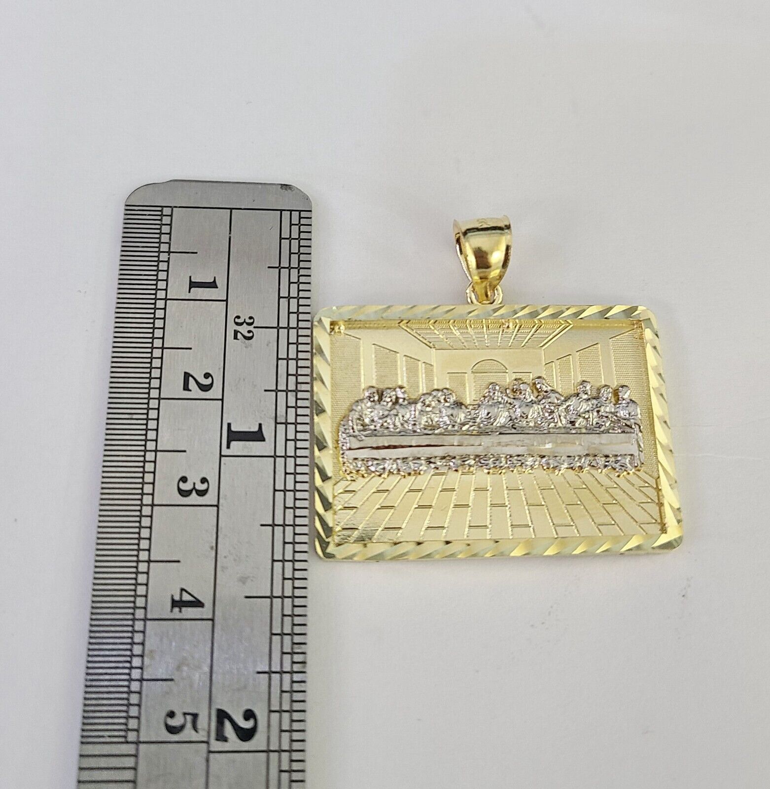 10k Gold Last Supper Pendant 1.25-Inch