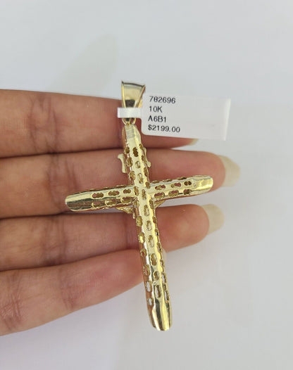 10k Solid Rope Chain INRI Jesus Cross Charm Set 4mm 20"-28" Necklace Gold Yellow