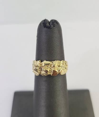 Real 10k Nugget Ring Yellow Gold Casual Ring 10kt Genuine All Sizes / Unisex