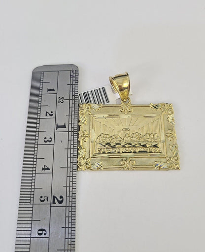 10k Solid Rope Chain Last Supper Charm Set 4mm 20"-28" Necklace Gold Yellow