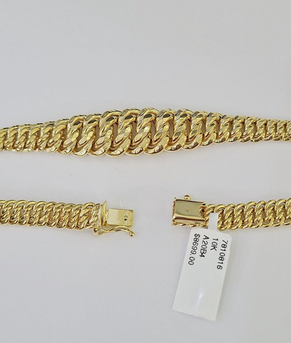 10K Gold Flat Byzantine Link Princesa Necklace 7mm 18 inch Real Yellow Chain