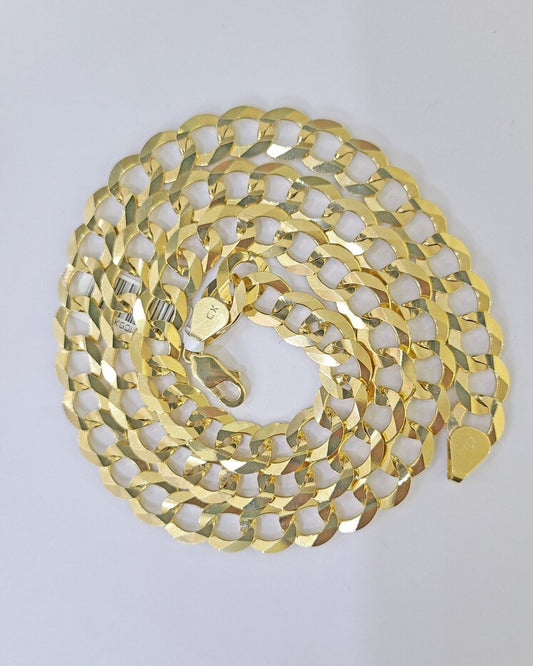 14k Gold Cuban Curb Link chain 9mm Solid 24 Inch Real Yellow Gold
