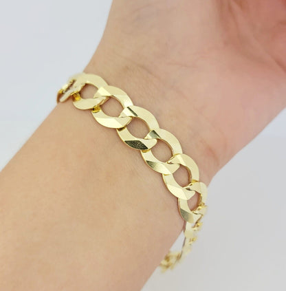 14k Yellow Gold Bracelet Cuban Curb Link 9 Inch 12mm Thick SOLID REAL 14kt Men's