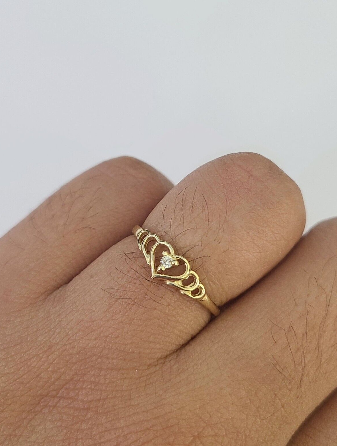 Real 10k Yellow Gold Hearts Ring For Ladies 10Kt Genuine All Sizes