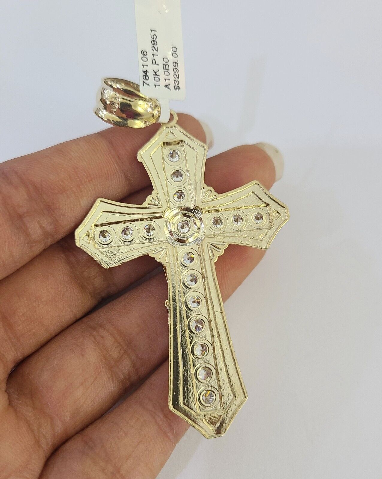 Real 10K Yellow Gold Jesus Cross Pendant with 8mm Rope Chain 20–30" Men's Religious Necklace