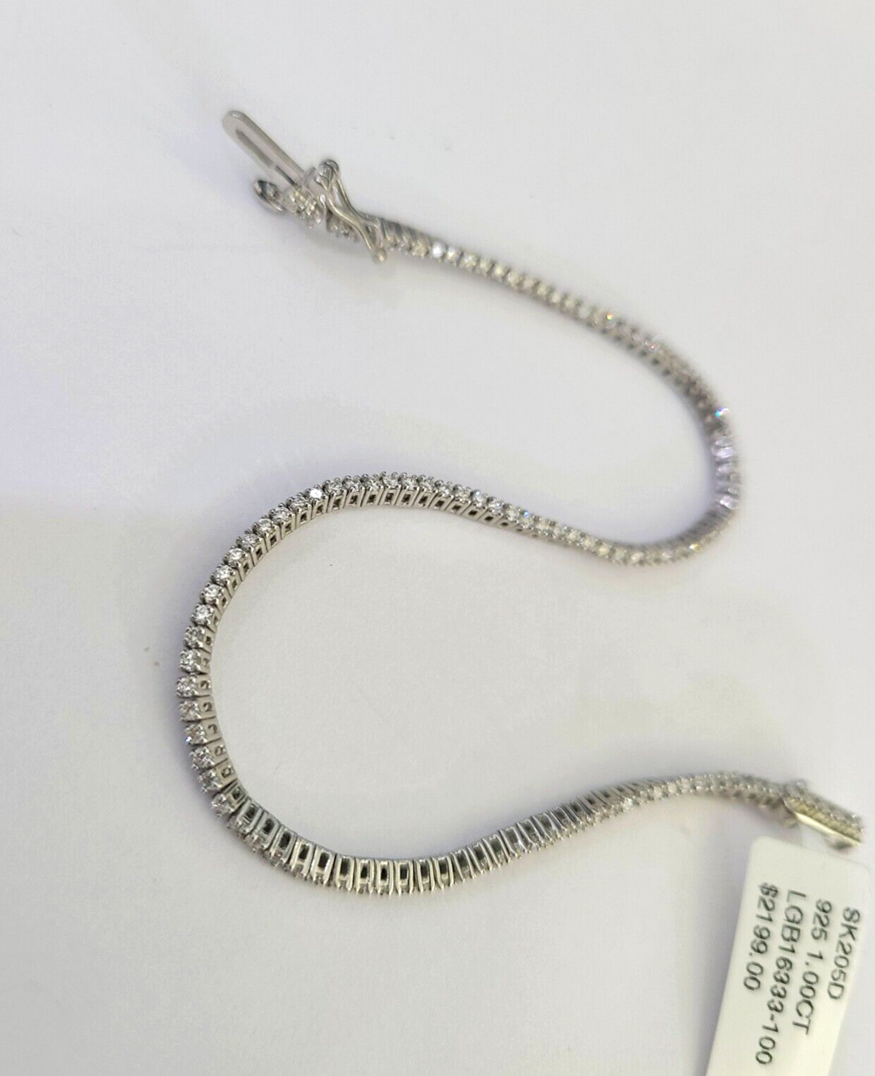 925 Sterling Silver Diamond Bracelet Women Ladies 7 Inch / Lab Grown Diamond