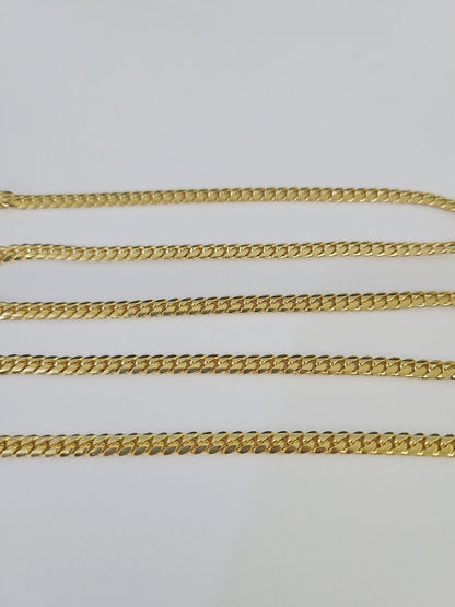18k Solid Miami Cuban Necklace Chain Yellow Gold 4mm 28" Inch Genuine Real