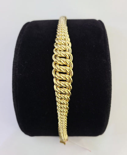 14K Gold Princesa Ring Bracelet 7.5" 7mm Real Yellow SET Flat Byzantine 14Kt