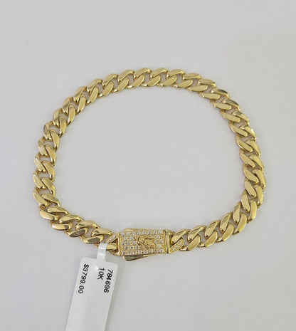 Real 10K Royal Monaco Bracelet Yellow Gold 7" Box Clasp 7mm Genuine Unisex