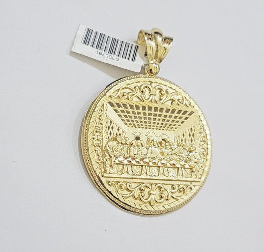 REAL 10k Yellow Gold Pendant Last Supper charm For Mens.
