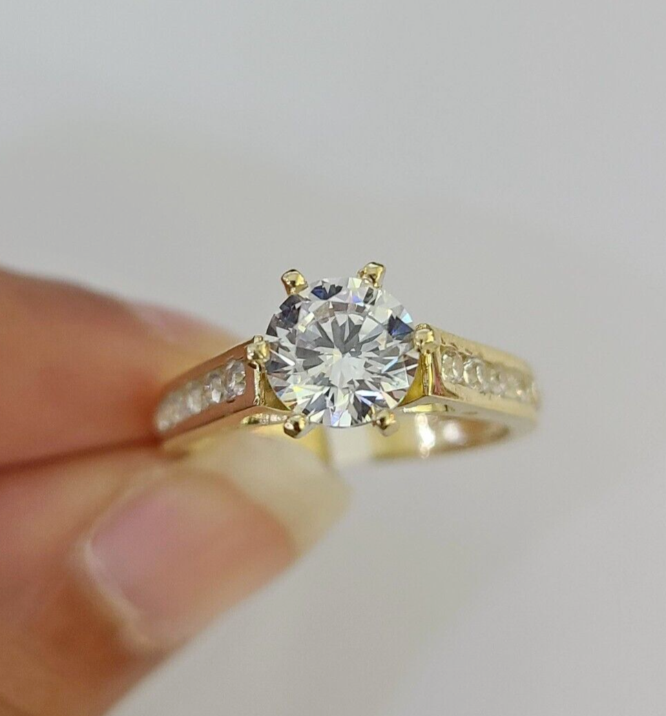 Real 10k Yellow Gold Ring Wedding Engagement Casual 10Kt Genuine All Sizes , For Ladies