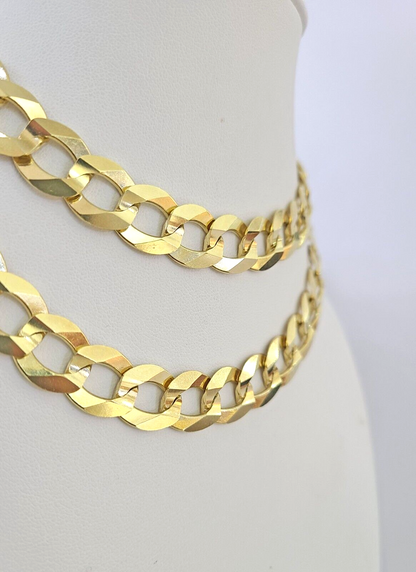 10k Solid Gold Cuban Curb Link Chain 12mm 28" Real Yellow Gold Real Necklace