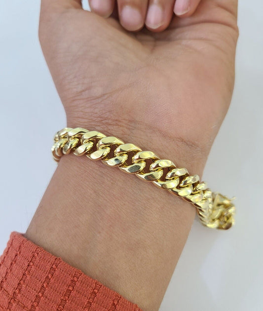 Real 10k Miami Cuban Link Bracelet Gold 10mm 8" Box Lock 10kt Yellow Gold
