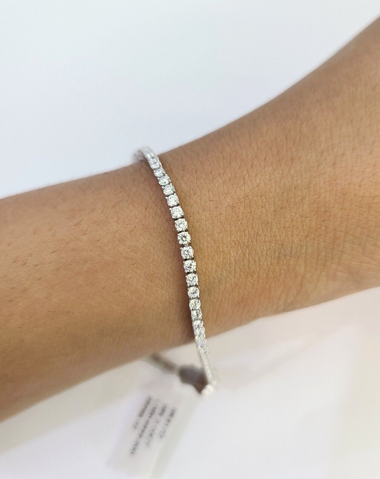 Sterling Silver Lab-Grown Diamond Bracelet Women Ladies 7 REAL Genuine 925