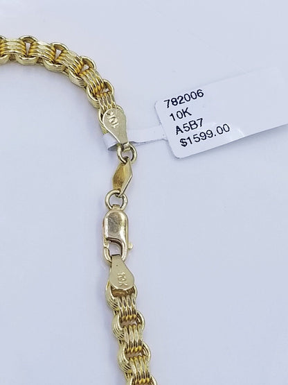 Real 10k Yellow Gold 4mm Box Byzantine Bracelet 8.5" inch 10kt Men's