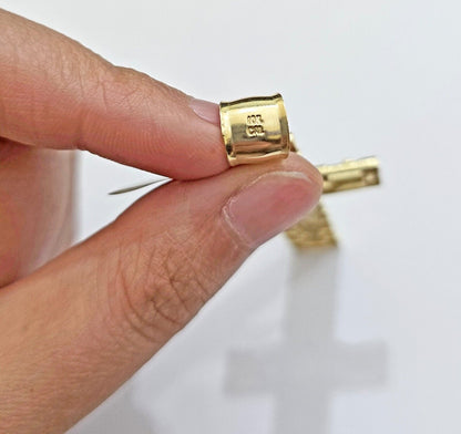 Real 10k Yellow Gold Cross Charm Pendant Jesus Crucifix 3 Inch For Men