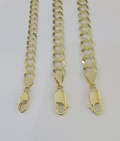 10k Solid Cuban Curb Link Necklace Chain Yellow Gold 8mm 9mm 10mm 20"-30"