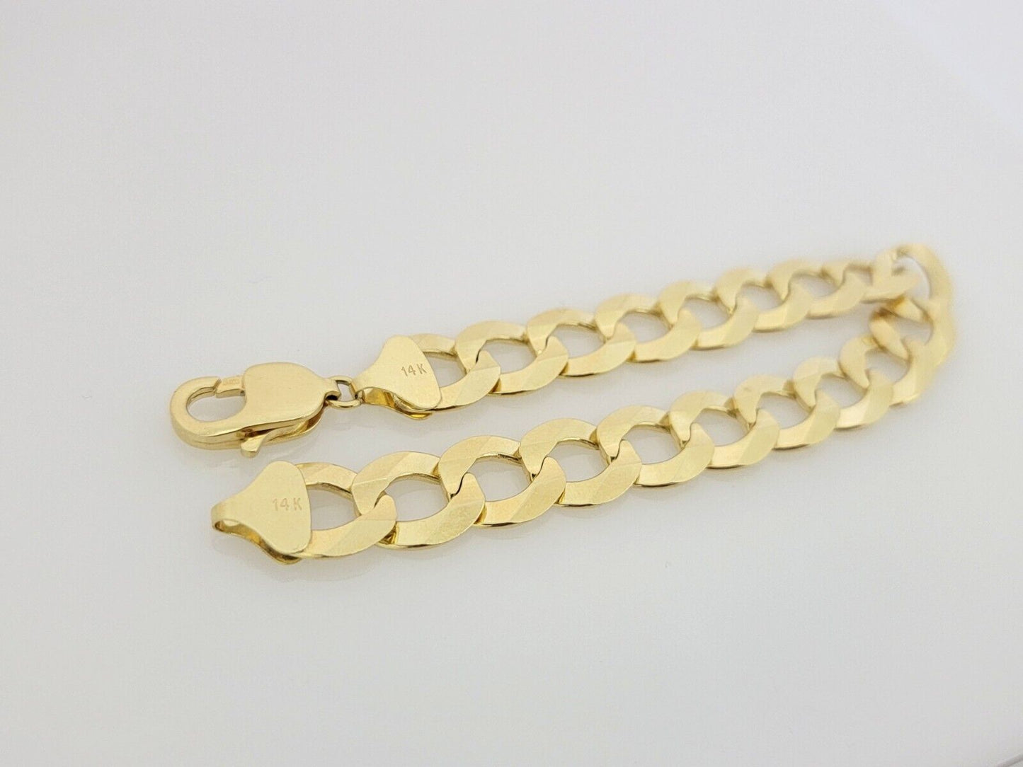 14k Yellow Gold Bracelet Cuban Curb Link 9 Inch 12mm Thick SOLID REAL 14kt Men's