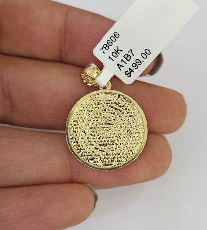 10K Franco Chain Mayan Calendar Pendant Charm Necklace 16"-24" 2mm Gold SET