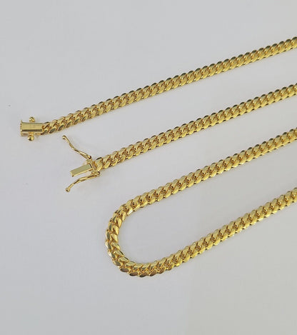 18k Solid Miami Cuban Necklace Chain Yellow Gold 4mm 22" Inch Genuine Real