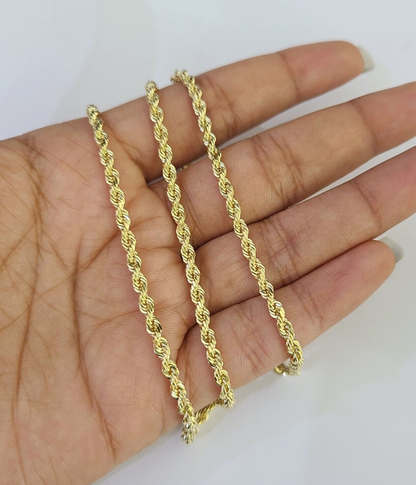 14k Solid Rope Chain Necklace 4mm 18"-28" Inch Yellow Gold Men Women 14Kt