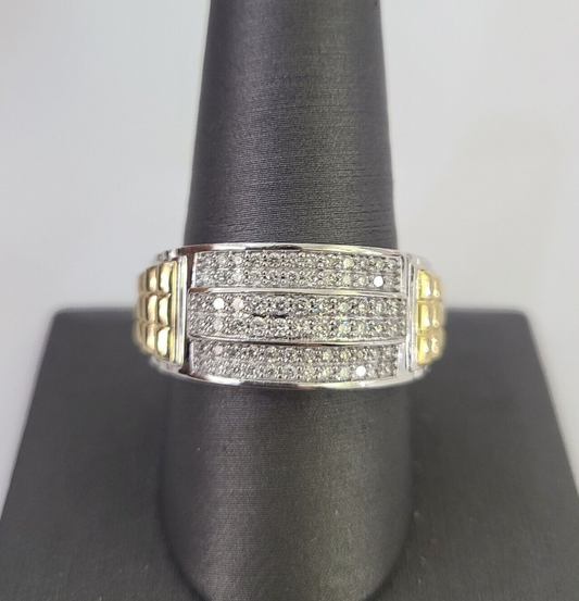 Real 10k Diamond Mens Ring Band Yellow Gold Casual Genuine Natural Wedding