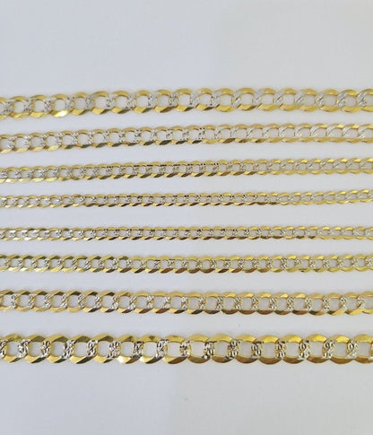 10k Gold Cuban Curb Necklace Chain 3mm-6mm 18-28 Inches 10kt Yellow Diamond Cuts