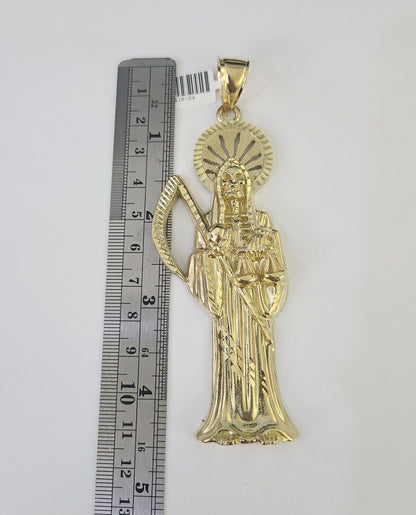 10k Gold Byzantine Necklace Reaper Charm 20-30 inches 9mm REAL SET Chain