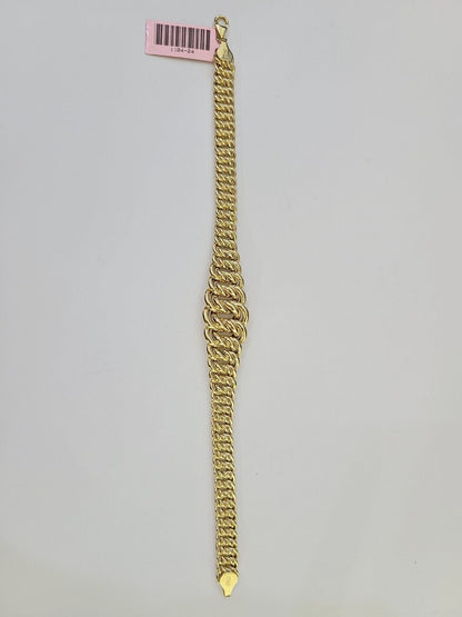14K Gold Flat Byzantine Link Princesa Bracelet 7mm 7" inch Real Yellow 14Kt