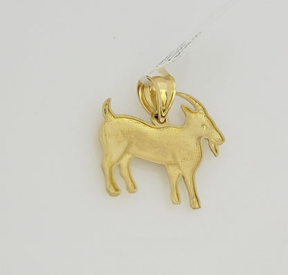 Real 10k Gold Franco Chain GOAT Charm pendant Set 2.5mm Necklace 22 Inch Men's