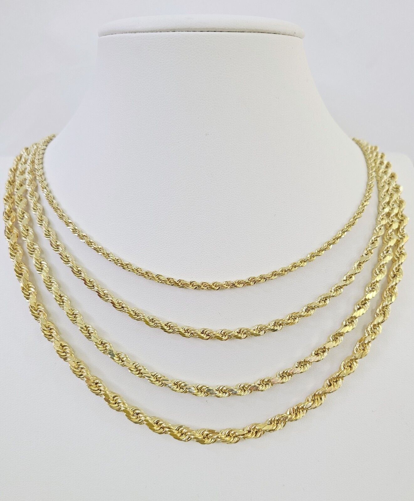 14K Yellow Gold Rope Chain Necklace – Real 14kt – 3mm to 6mm – 20" 22" 24" 26" – Unisex