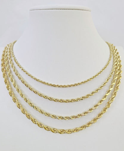 14K Yellow Gold Rope Chain Necklace – Real 14kt – 3mm to 6mm – 20" 22" 24" 26" – Unisex