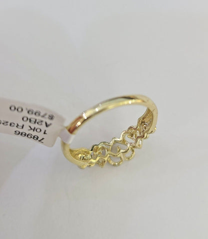 Real 10k Yellow Gold Heart Shape Ladies Ring 10Kt Genuine All Sizes