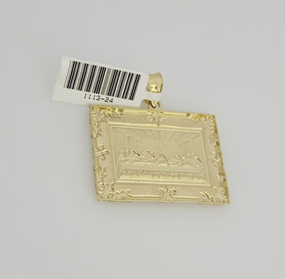 Real 10k Gold Chain Solid Rope Necklace Pendant SET Last supper Charm 4mm 24"