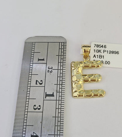 10k Gold Initial E Charm Rope Chain 16"-26" 2.5mm SET Necklace Alphabet Pendant