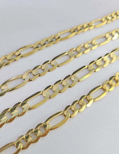 10K Solid Figaro Link Chain Necklace Yellow Gold 6mm 24" 26" 10kt