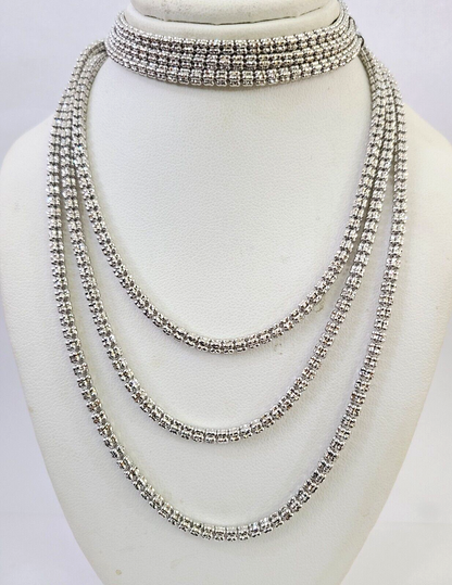 10k White Gold Iced Chain 4mm Diamond Cut Necklace 20" 22" 24" 10Kt