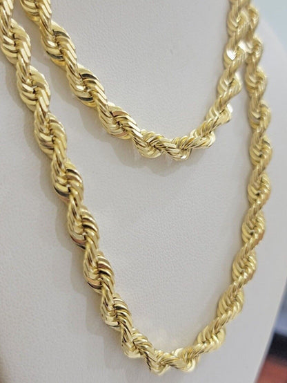 6mm 10k Gold Rope Chain Necklace 22 Inch Mens REAL 10kt Yellow Gold Strong SOLID - Reva Jeweler