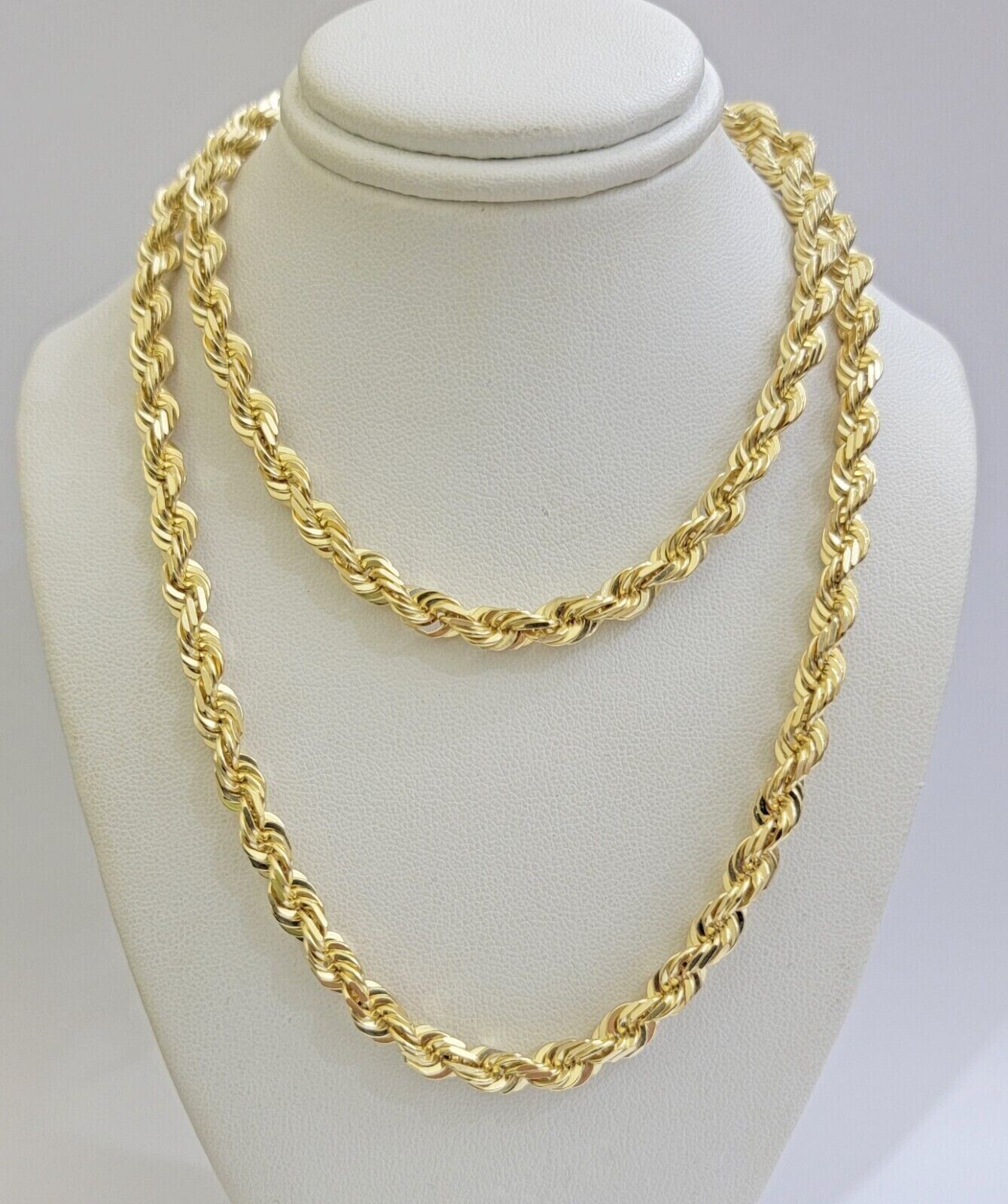 6mm 10k Gold Rope Chain Necklace 22 Inch Mens REAL 10kt Yellow Gold Strong SOLID - Reva Jeweler