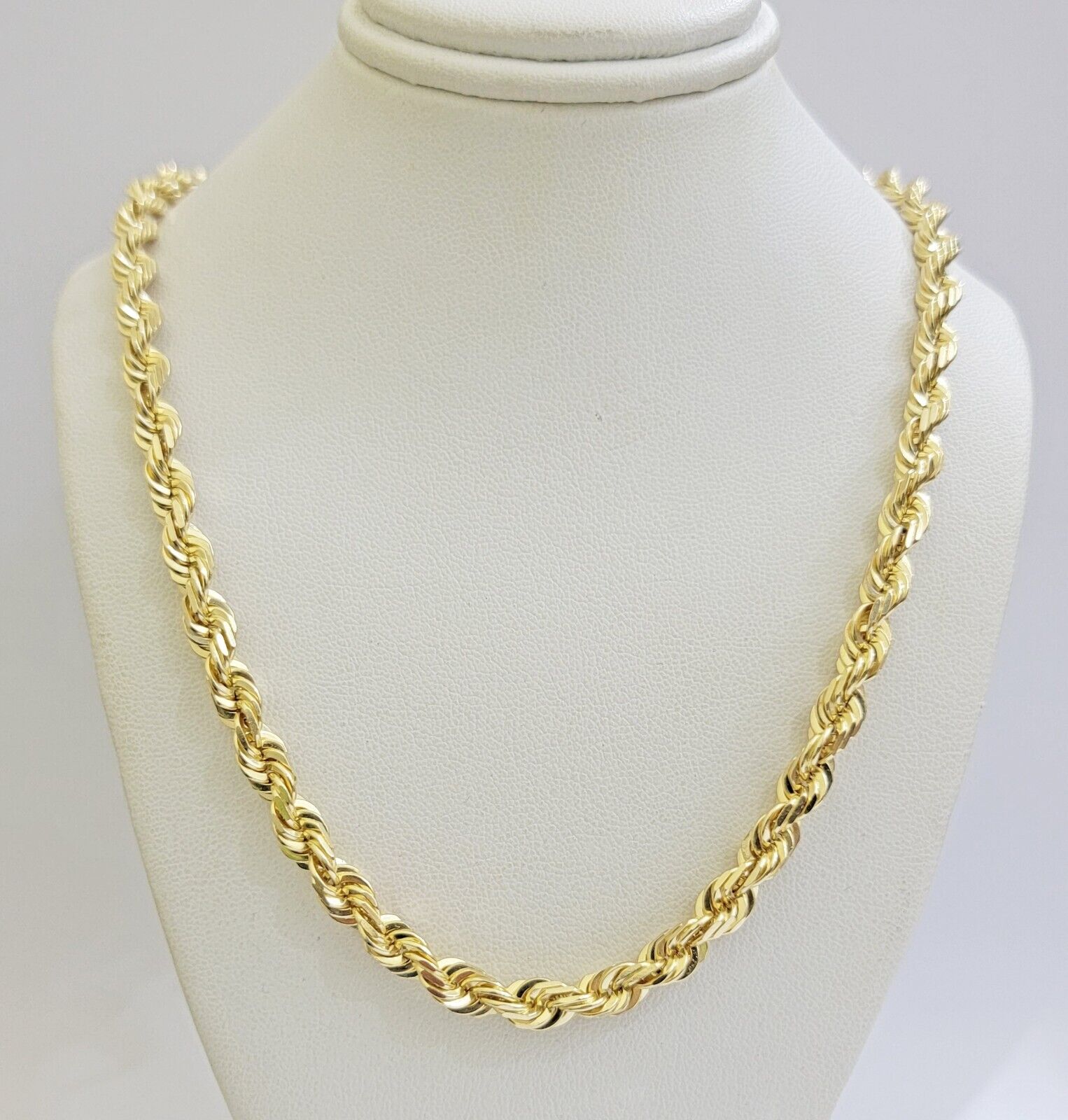 6mm 10k Gold Rope Chain Necklace SOLID Real 10kt Yellow Gold 18" - 28" Diamond Cut - Reva Jeweler