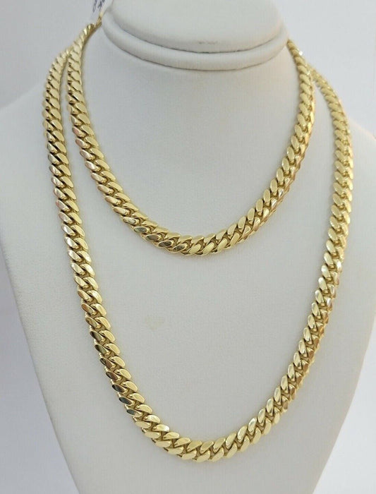 6mm Miami Cuban Link Chain Necklace 26 Inch SOLID 14k Yellow Gold REAL 14kt - Reva Jeweler
