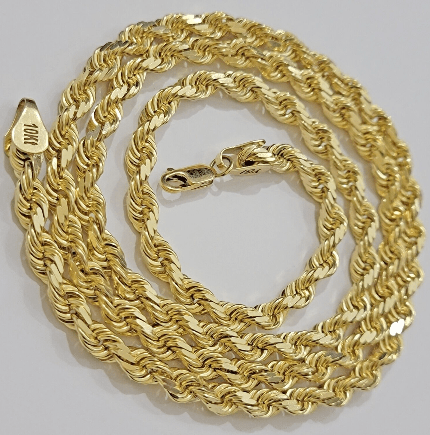 6mm Rope Chain Necklace 10k Yellow Gold Solid 18" Choker GURANTEED REAL 10K GOLD - Reva Jeweler