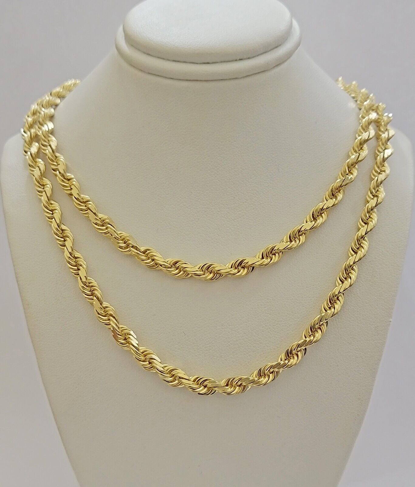 6mm Rope Chain Necklace 10k Yellow Gold Solid 20" Dimond Cut GURANTEED REAL GOLD - Reva Jeweler