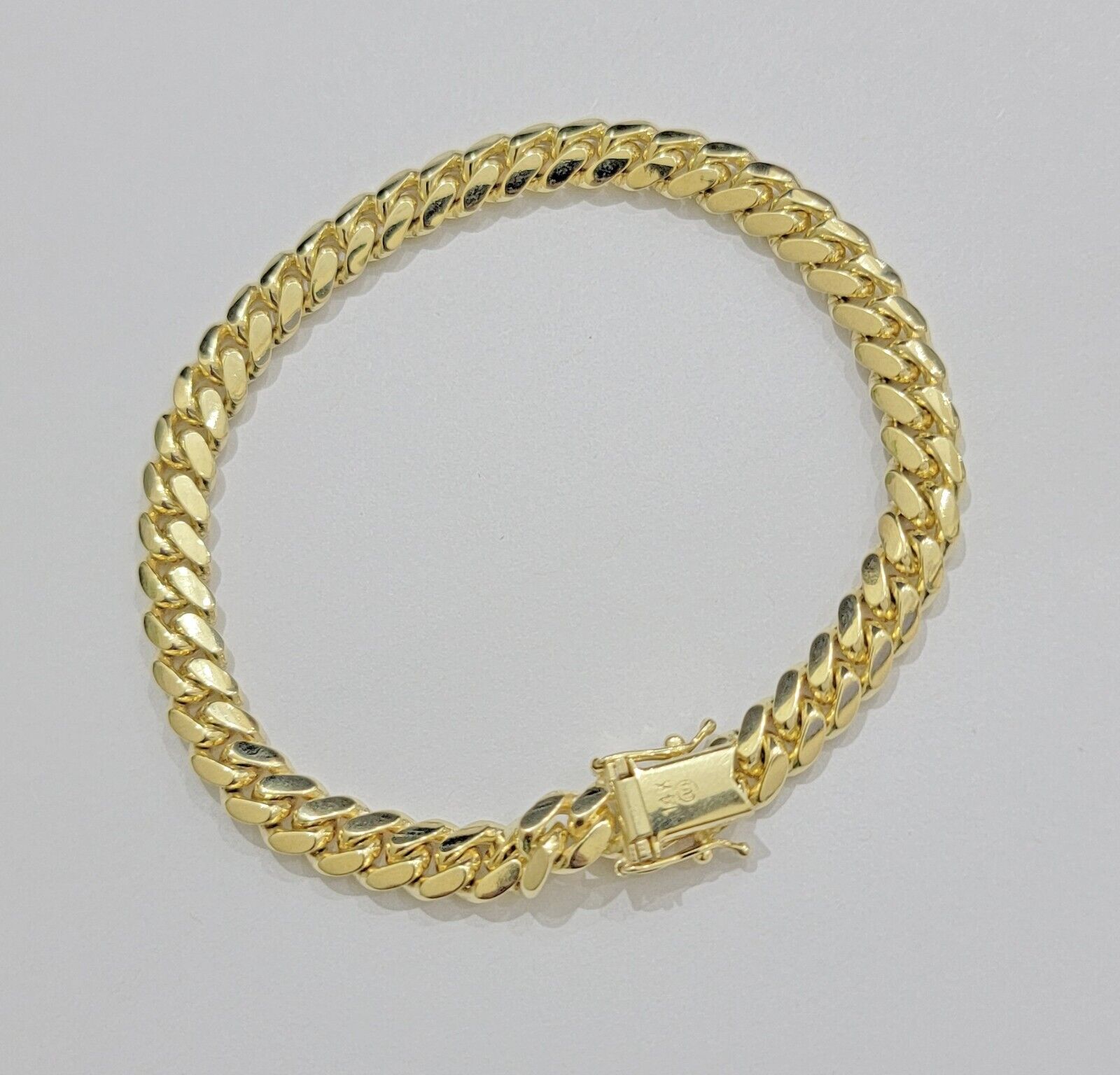 7mm 14k Gold Bracelet Miami Cuban Link 7" - 9 Inch Real 14kt Yellow Gold SOLID - Reva Jeweler