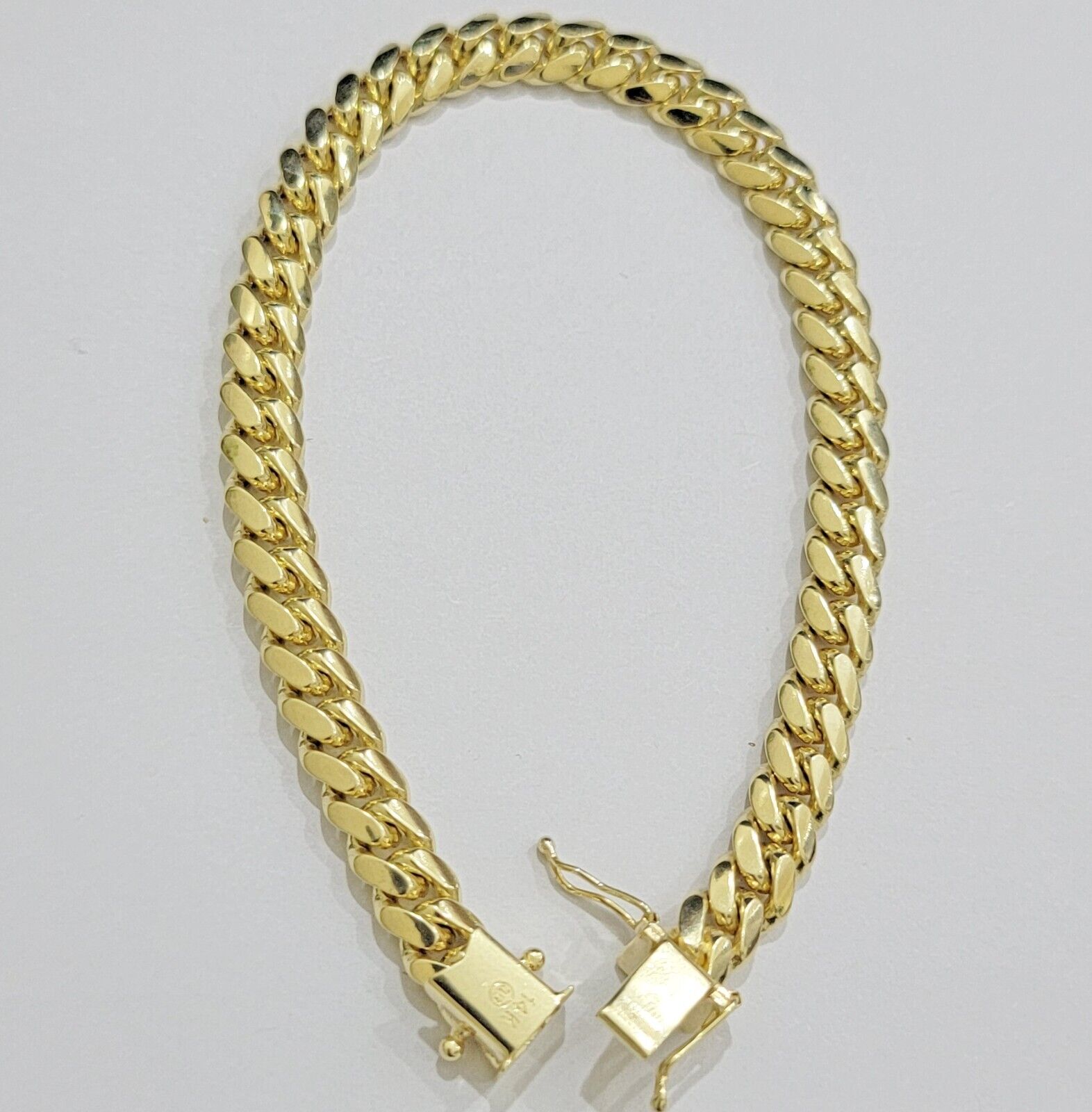 7mm 14k Gold Bracelet Miami Cuban Link 7" - 9 Inch Real 14kt Yellow Gold SOLID - Reva Jeweler