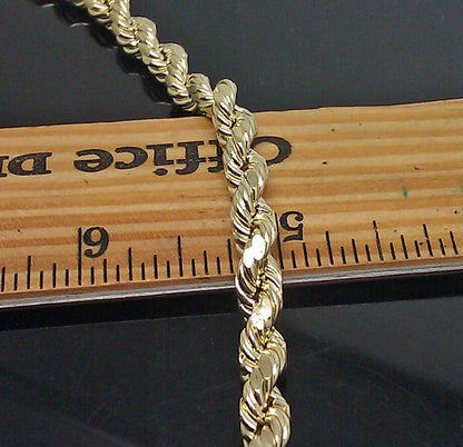 7mm Rope Chain 20" - 30" Real 10kt Yellow Gold Necklace Men's Diamond Cut Lobster - Reva Jeweler