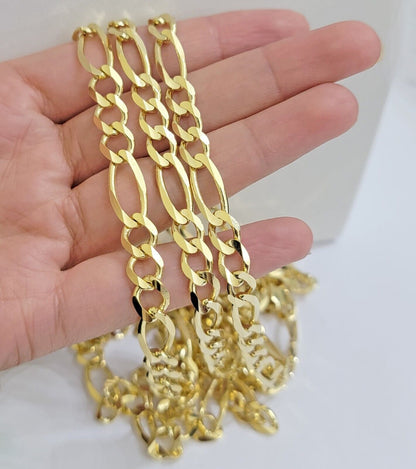8mm Solid 14k Yellow Gold Figaro chain Necklace 24 Inch Men's REAL 14kt HEAVY - Reva Jeweler