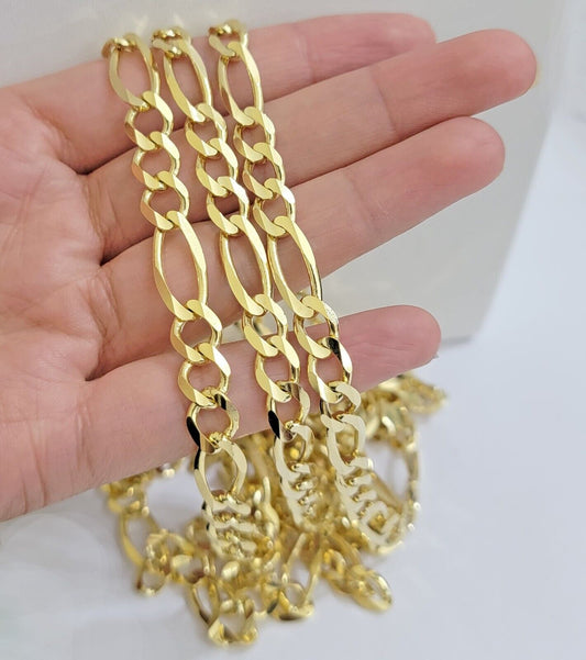 8mm Solid 14k Yellow Gold Figaro chain Necklace 24 Inch Men's REAL 14kt HEAVY - Reva Jeweler