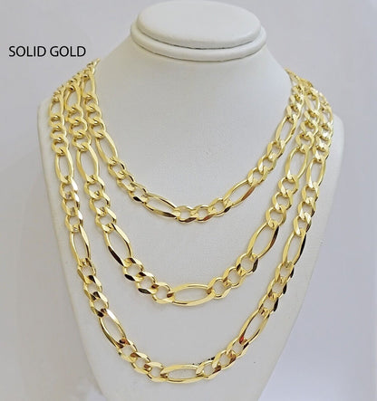 8mm Solid 14k Yellow Gold Figaro chain Necklace 24 Inch Men's REAL 14kt HEAVY - Reva Jeweler